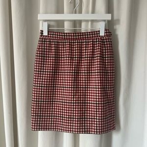 SAINT LAURENT Vintage Red Plaid Wool Skirt S